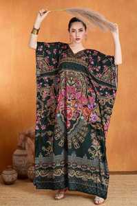 Hot Sale Designer Turkish Style <b>Kaftan</b> Kurta Women Polyester Handmade Batwing Sleeves Regular Fit Flared Hem Short Party V Neck - Product Image 4
