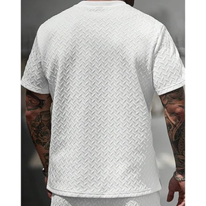 Camiseta Casual para Hombre, Cuello Redondo Clásico, Manga Corta, Texturizada, Corte Ajustado, para Verano - Product Image 3