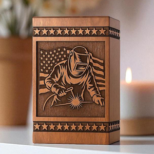 Engraved Welder Cremation Urn: American Flag Rosewood Keepsake Box Memorial Keepsake by AYAANS - Product Image 6