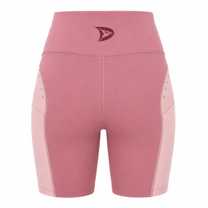 Shorts Deportivos Rosa de Cintura Baja, Tela de Lona Transpirable, Corte Regular, Cintura Elástica, Color Sólido, Ecológicos, Spandex/Algodón - Product Image 3