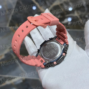 Reloj de Lujo con Incrustaciones de Moissanita Negra para Hombre, Personalizado GA2100 Casioak, Esfera Rosa, Correa de Silicona, Estilo Diamante G-5h0ck - Product Image 5