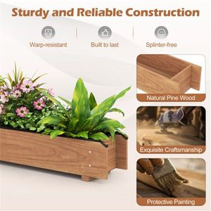 Jardinera Elevada de Madera de Pino con Revestimiento Protector y Orificios de Drenaje para Uso en Interiores/Exteriores, para Hierbas, Vegetales y Flores - Product Image 6