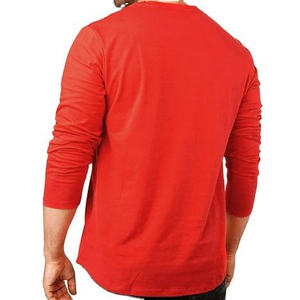 Camiseta de Manga Larga para Hombre, Cuello Redondo, Color Rojo, 100% Poliéster, Corte Regular, Color Sólido, Tejido de Punto Informal, Logotipo Personalizado, Diseño Digital en Blanco - Product Image 2