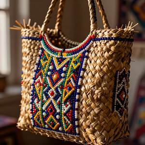 Sac fourre-tout élégant brodé de fleurs et perlé pour femme, avec des broderies artistiques faites à la main et de belles décorations - Product Image 6