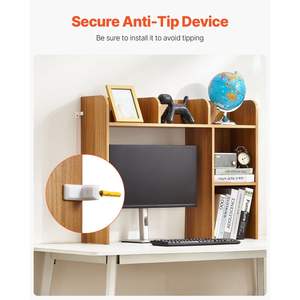 2-Tier 37.2\" X 9.5\" X 28.9\" Wood <b>Desktop</b> <b>Storage</b> Organizer Anti-Slip Feet Pads Anti-Slip Home Dorm Office Bookshelf <b>Drawer</b> - Product Image 6