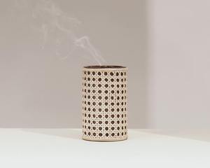 Wholesale Natural Rattan Mango Wood Mabkhara Cylinder Boho Style Bulk Saudi Arabian <b>Bakhoor</b> Burner Majlis <b>Oud</b> Dakhoon Holder Cen - Product Image 2