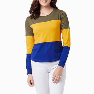 OEM Women's <b>T</b> <b>Shirt</b> Crew Neck <b>T</b> <b>Shirt</b> <b>Long</b> Sleeve <b>T</b> <b>Shirt</b> Premium Color Block Design Running <b>T</b> <b>Shirt</b> Regular <b>Fit</b> <b>T</b> <b>Shirt</b> - Product Image 4