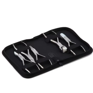 Wholesale Salon Hair Extension <b>Pliers</b> <b>Set</b> 5-Piece Heavy Duty Micro Link Installation Removal Tools Master Kit in Black Zippered - Product Image 5