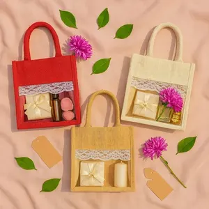 Bolsa de Yute Personalizada de Alta Calidad, Origen India, Jharkand, Reutilizable, Alternativa Ecológica al Plástico y Sintético, Dorada - Product Image 1