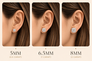 Boucles d'oreilles clous plaquées or jaune, serties de diamants de laboratoire ronds brillants en halo, idéales pour un cadeau de mariage pour elle - Product Image 6