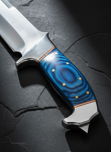 Couteau de chasse en acier Damas, lame à pointe tombante, manche en cuir, qualité industrielle, outil de survie en plein air, lame fixe 0,5 mm OEM - Product Image 3