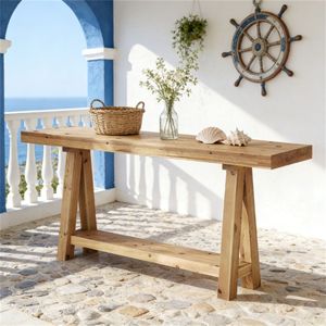 Consolle in Legno Massello con Ripiano per Ingresso, Corridoio e Soggiorno, Ideale per l'Uso Accanto al Divano - Product Image 4