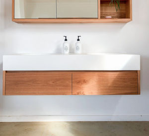 โต๊ะเครื่องแป้งไม้ลอยตัวพร้อมรางเก็บเครื่องประดับในตัว - Product Image 3