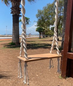 Handmade <b>Macrame</b> Wood Swing, Boho Decor, Adult Tree Swing - Product Image 2