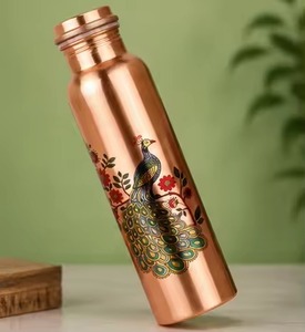 950ml Hammered Finish <b>Screw</b>-on Lid Leak-proof Portable Drinking Bottle Hammered Design <b>Copper</b> Water Bottle 1L - Product Image 6