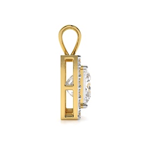 Princess Cut Lab Grown Diamond Halo Pendant <b>Necklace</b> 14K Yellow Gold IGI Certified Modern Square Diamond Elegant Fine Jewelry - Product Image 2