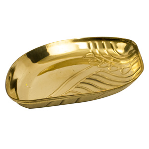 Brass Leaf Design Thali Sangu Decorative Pooja <b>Plate</b> Traditional Serving Tray for Home Temple and Gifting - Product Image 5