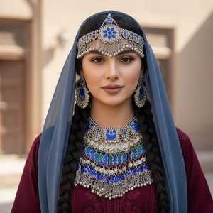 ชุดเครื่องประดับวินเทจแบบอัฟกันคูชี 4 ชิ้น พร้อมสร้อยคอปักมุกและต่างหู สำหรับงานแต่งงาน งานหมั้น ราคาสุดคุ้ม - Product Image 2