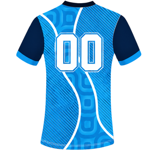 Camiseta de Rugby Azul Cielo Marino, Manga Corta, Cuello en V, Uniforme de Equipo Geométrico Personalizado, Ropa Deportiva Transpirable para Entrenamiento - Product Image 2