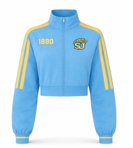 เสื้อแจ็คเก็ตครอปปักลายทีม Southern University Jaguars สำหรับผู้หญิง แบบสั่งทำพิเศษ เสื้อกันลมสไตล์มหาวิทยาลัย ชุดกีฬา - Product Image 1