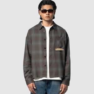 Men's Plaid <b>Flannel</b> Turn-down Collar Oversized Button-Up Cotton Spandex Blend Shirt <b>Jacket</b> Chest Pocket Custom OEM ODM Wholesale - Product Image 5