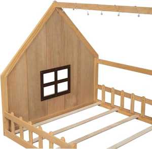 เตียงสองชั้นไม้ธรรมชาติ แข็งแรง ทนทาน เป็นมิตรกับสิ่งแวดล้อม ดีไซน์ดั้งเดิม พร้อมรั้วหน้าต่างแบบพิเศษ สำหรับห้องนอน ห้องนั่งเล่น ห้องรับประทานอาหาร และโรงแรม - Product Image 4