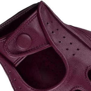 Gants de sport en cuir écologiques tactiles, longueur poignet, respirants, sans doublure, style rétro, pour le cyclisme, couleur bordeaux, pour le printemps - Product Image 4