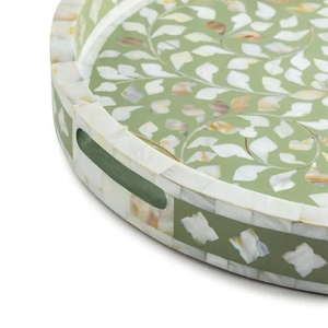 Bandeja Decorativa Redonda Moderna FAIZA CRAFT con Incrustaciones de Hueso con Diseño de Frutas para el Desayuno y la Mesa de Café - Product Image 4