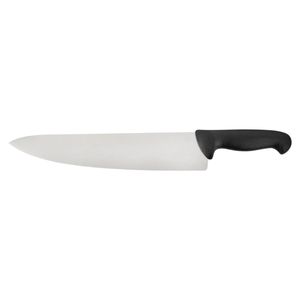 Couteaux de chef à lame argentée et manche noir avec protège-doigts incurvé pour la découpe de légumes, la découpe de viande et la préparation des aliments en cuisine - Product Image 1