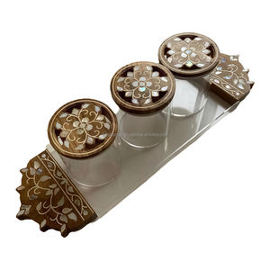 ARTESANÍA ARTÍSTICA de alta calidad, conjunto de caja de bandeja de quemador de Bakhoor de mosaico con incrustaciones de madera de Mango ecológico, difusor de incienso multicolor - Product Image 4