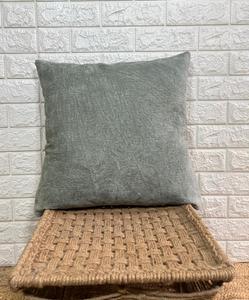 Housse de coussin carrée en velours côtelé vert uni, moderne, tissée, pour canapé, lit, décoration intérieure - Product Image 1