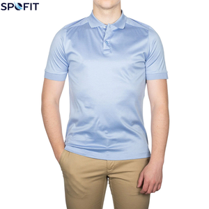 Polo à manches courtes bleu clair pour homme SPOFIT, tricoté, séchage rapide, couleur unie, coupe classique - Product Image 2