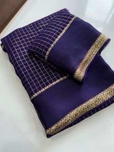 Sari de viscosa georgette Index Karts, suave, fluido, ligero, reversible, de secado rápido, largo hasta el suelo, diseño estampado indio para mujer - Product Image 5