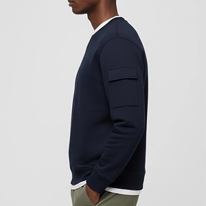 Sweat-shirt molletonné surdimensionné pour homme, personnalisé, sans capuche, couleur unie, avec fermeture éclair 1/4 et logo personnalisé, vente en gros - Product Image 3