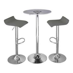 Juego de Barra Contemporáneo Spyra Ale de 3 Piezas, Metal Cromado, Acrílico Transparente, Tablero de PVC Gris Iluminado, Muebles Contemporáneos Ajustables - Product Image 2