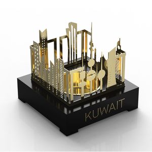 Brûleur d'encens métallique de luxe Skyline des Émirats Arabes Unis, Mubkhar doré personnalisé, support pour Bakhoor, brûleur d'Oud arabe en métal, décoration d'intérieur, cadeau de Ramadan - Product Image 5