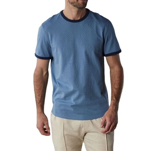 T-shirts Ringer vierges 100 % coton pour hommes, motif lettres personnalisable, coupe ample de haute qualité, commandes en gros acceptées - Product Image 1