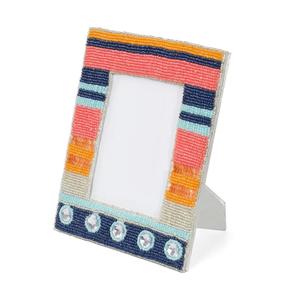 Multicolor Striped Seed Bead Photo <b>Frame</b> Handmade Glass Bead Picture Holder Tabletop Portrait Display Stand Office Home Decor - Product Image 6