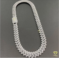 Chaîne cubaine en argent sterling 925 avec diamants Moissanite VVS, style baguette, entièrement sertie, chaîne cubaine hip-hop pour hommes
