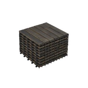 10 pz Piastrelle a incastro per esterni con motivo a strisce 30x30 cm, marrone scuro, in legno massello di acacia, per patio e balcone - Product Image 6