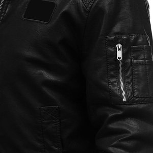 <b>Men's</b> Biker Style Faux Leather Slim Fit Lightweight Digital Printed Full Sleeve <b>Bomber</b> <b>Jacket</b> Detachable Fur Collar Multi-Season - Product Image 6