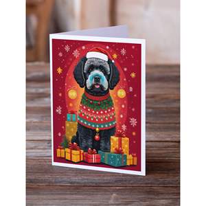 Whimsical A7 tamaño 5x7 Perro de Agua portugués vacaciones Navidad tarjetas de felicitación Paquete de 8 tarjetas de nota en blanco con sobres - Product Image 2