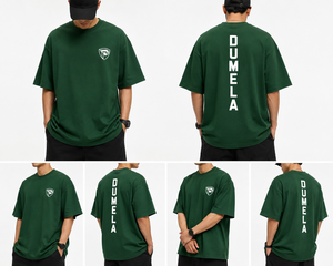T-shirt tricoté respirant en coton 100 % anti-boulochage à col rond et manches courtes vert uni coupe classique pour homme Dumela avec logo frontal – Style décontracté - Product Image 4