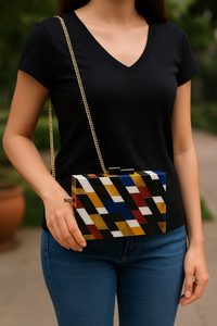 Bolso de Mano de Lujo Hecho a Mano, Duradero, Ecológico, Ligero, de Madera y Resina, con Diseño Geométrico Incrustado, Cadena Cruzada, Personalizado - Product Image 6