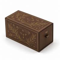 Boîte à thé personnalisée en bois de châtaigne avec logo MH en feuille d'or et motif branche de café, emballage de thé vide, usine OEM