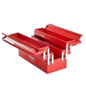 18-Inch Portable Folding <b>Tool</b> <b>Box</b> 3-Tier 5-Tray Organizer with Lock Hole Powder Coated Steel Metal Chest Organizer - Product Image 1