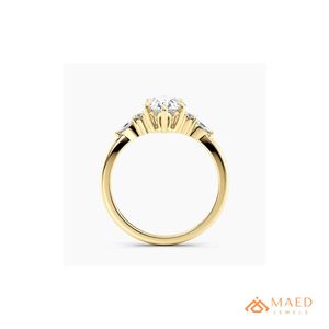 Gold Plated Pear Cut Engagement <b>Ring</b> Women Side Stone American Diamond <b>CZ</b> Wedding <b>Ring</b> Latest Design Daily Wear - Product Image 6