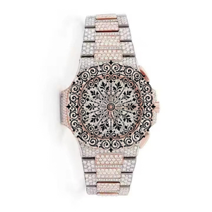 AMBER JEWELS Luxury Unisex Diamond Encrusted Silver CITIZEN Quartz Waterproof <b>Watch</b> Analog Dial Buckle Clasp 46mm Square Case - Product Image 3