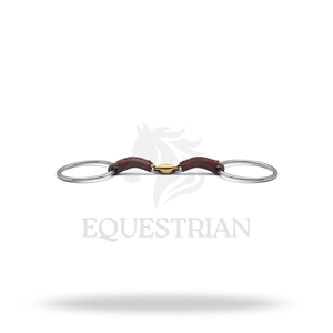 Mors de cheval en acier inoxydable de 5 pouces avec anneau lâche recouvert de cuir pour l'entraînement et le contrôle de l'équitation - Product Image 3
