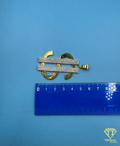 จี้รูปสัญลักษณ์ดอลลาร์สุดหรู ประดับเพชรแบบ Iced Out สไตล์ฮิปฮอป สร้อยคอทองคำ/เงิน ดีไซน์วิบวับ ของขวัญเครื่องประดับสุดโดดเด่น - Product Image 4